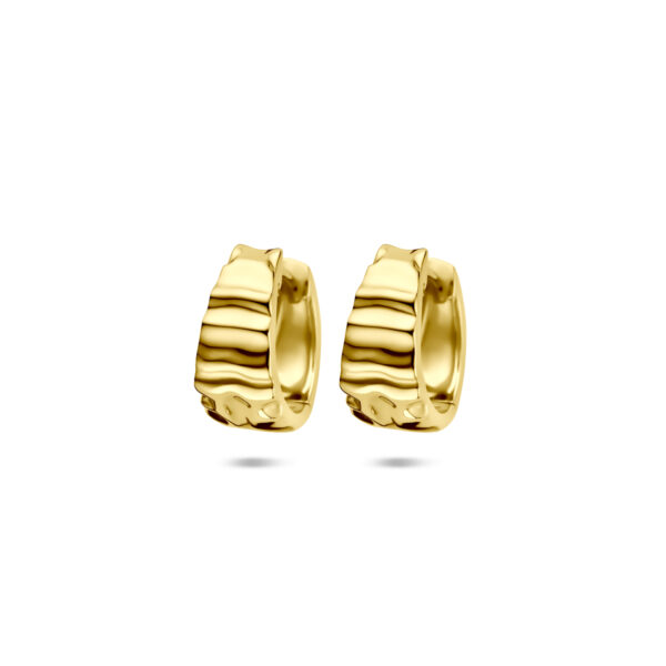klapoorringen gehamerd 13,5 mm 1 micron zilver verguld (geel)