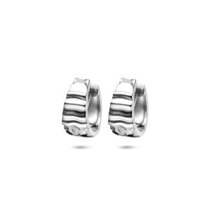 klapoorringen gehamerd 13,5 mm zilver gerhodineerd