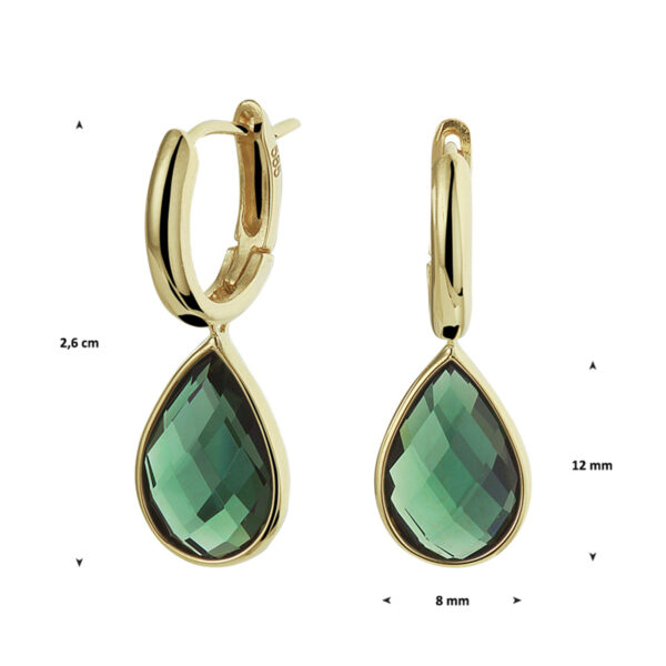 klapoorringen groen kwarts 26 mm 14K geelgoud - Afbeelding 5
