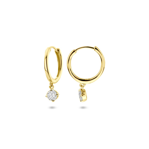 klapoorringen lab grown diamant 0.25ct (2x 0.125ct) h si 18 mm 14K geelgoud - Afbeelding 3