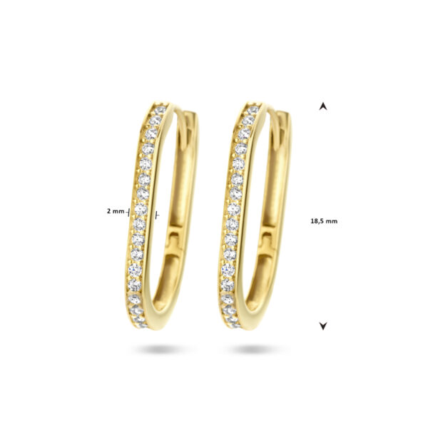 klapoorringen paperclip zirkonia 14K geelgoud - Afbeelding 4