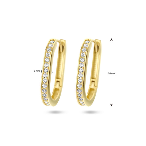 klapoorringen paperclip zirkonia 14K geelgoud - Afbeelding 4