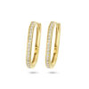 klapoorringen paperclip zirkonia 14K geelgoud