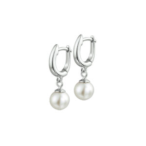klapoorringen parel zilver gerhodineerd