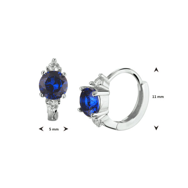 klapoorringen synth. saffier zilver gerhodineerd - Afbeelding 3