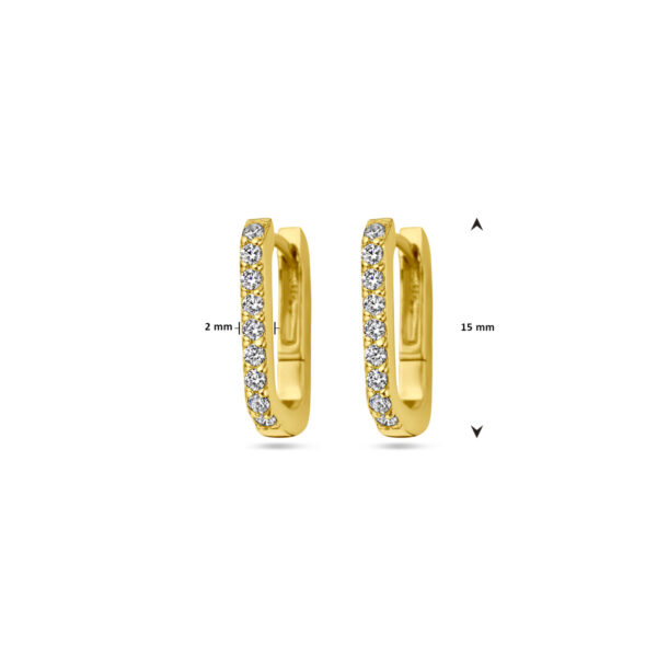 klapoorringen zirkonia 1 micron zilver verguld (geel) - Afbeelding 4