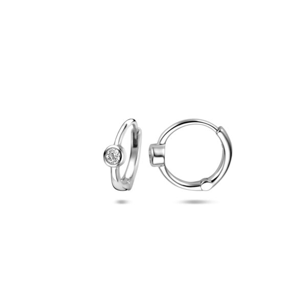 klapoorringen zirkonia 12 mm zilver gerhodineerd - Afbeelding 3