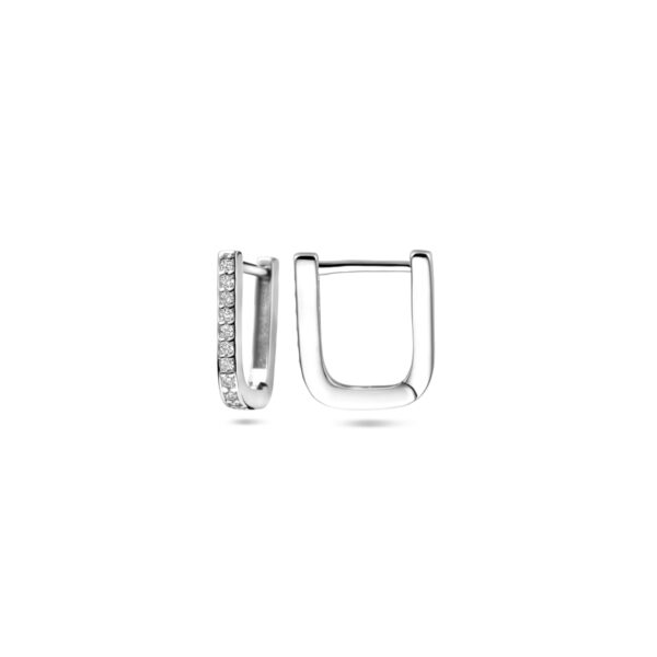 klapoorringen zirkonia 12 mm zilver gerhodineerd - Afbeelding 3
