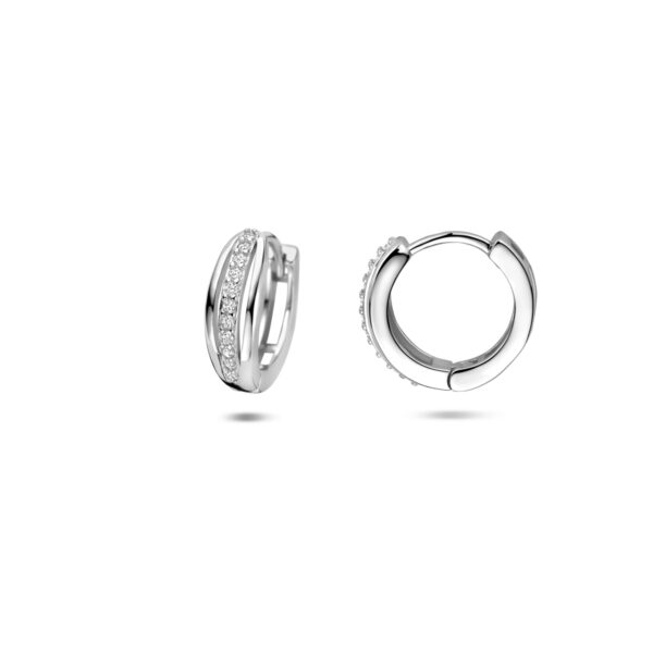 klapoorringen zirkonia 12,5 mm zilver gerhodineerd - Afbeelding 3