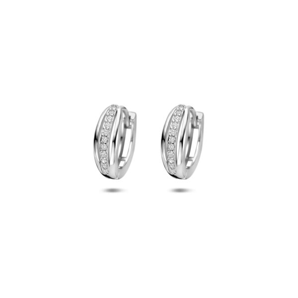 klapoorringen zirkonia 12,5 mm zilver gerhodineerd