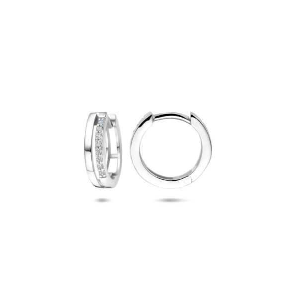 klapoorringen zirkonia 13 mm zilver gerhodineerd - Afbeelding 3