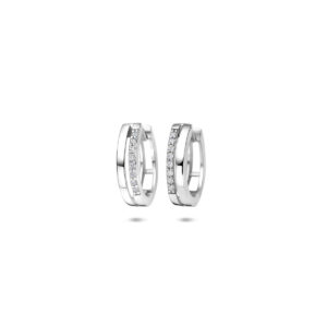 klapoorringen zirkonia 13 mm zilver gerhodineerd