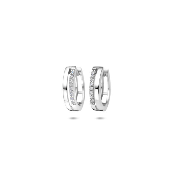 klapoorringen zirkonia 13 mm zilver gerhodineerd