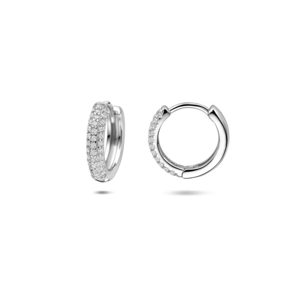 klapoorringen zirkonia 13,5 mm zilver gerhodineerd - Afbeelding 3