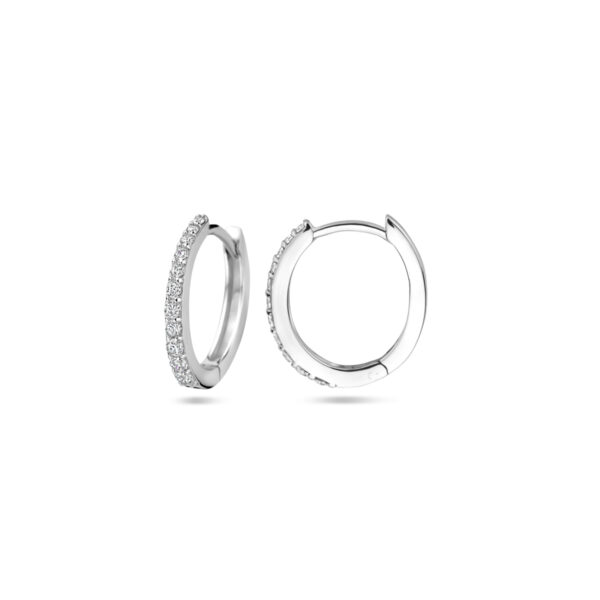 klapoorringen zirkonia 14 mm zilver gerhodineerd - Afbeelding 3