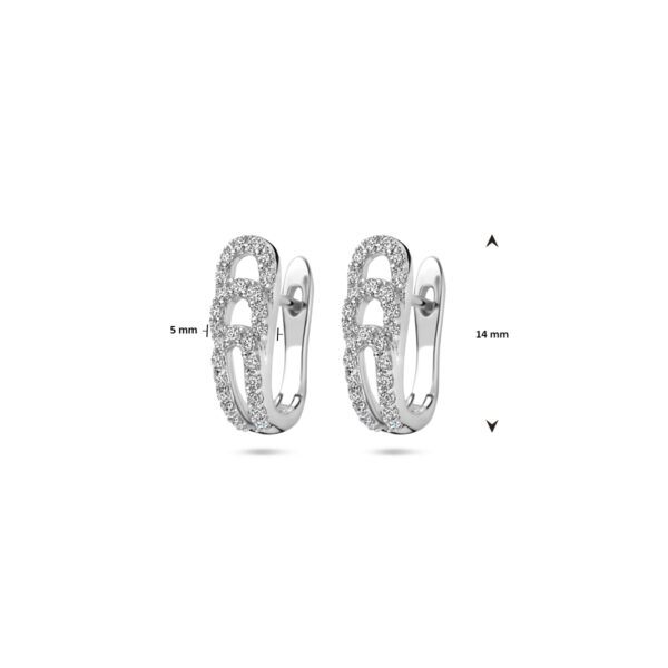 klapoorringen zirkonia 14 mm zilver gerhodineerd - Afbeelding 4