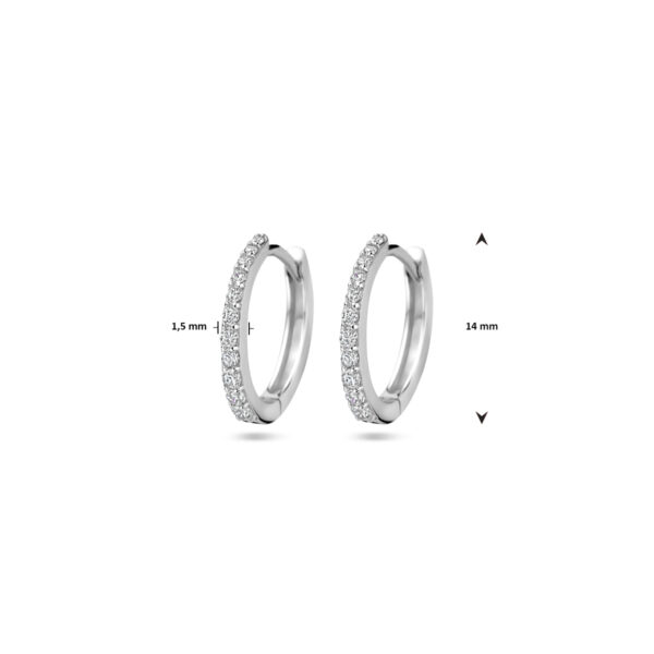 klapoorringen zirkonia 14 mm zilver gerhodineerd - Afbeelding 4