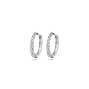 klapoorringen zirkonia 14 mm zilver gerhodineerd