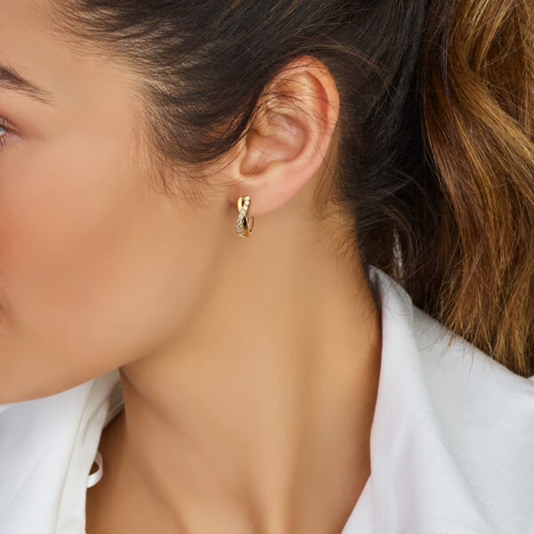 klapoorringen zirkonia 14K geelgoud - Afbeelding 2