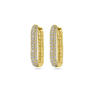 klapoorringen zirkonia 14K geelgoud