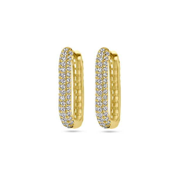 klapoorringen zirkonia 14K geelgoud
