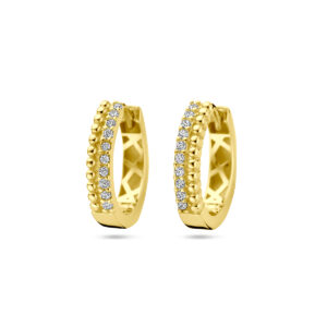 klapoorringen zirkonia 14K geelgoud