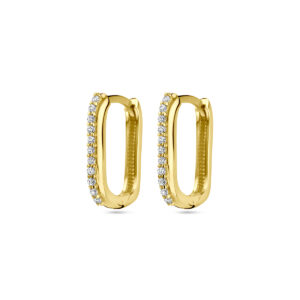 klapoorringen zirkonia 14K geelgoud