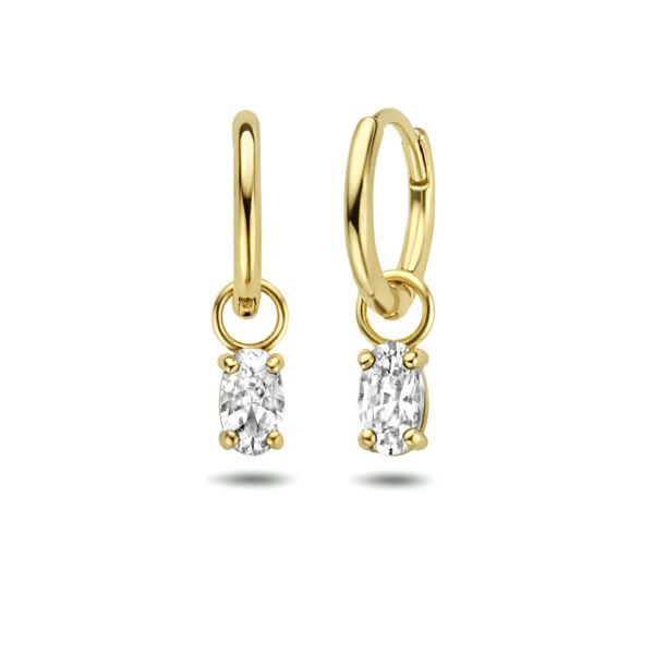 klapoorringen zirkonia 14K geelgoud - Afbeelding 3