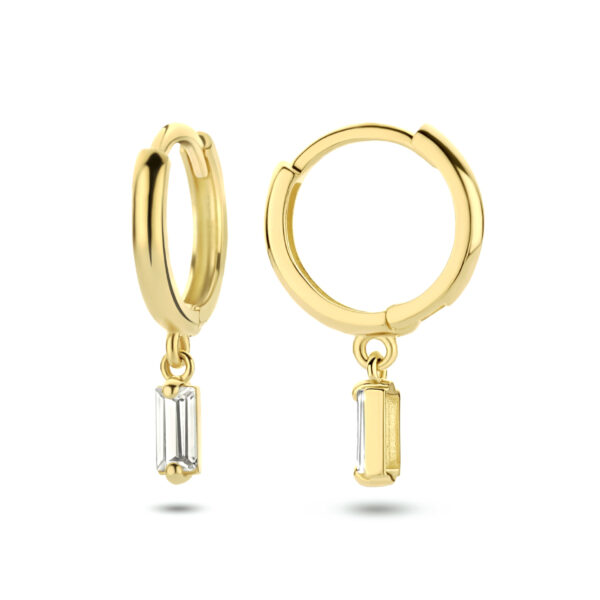 klapoorringen zirkonia 14K geelgoud - Afbeelding 3