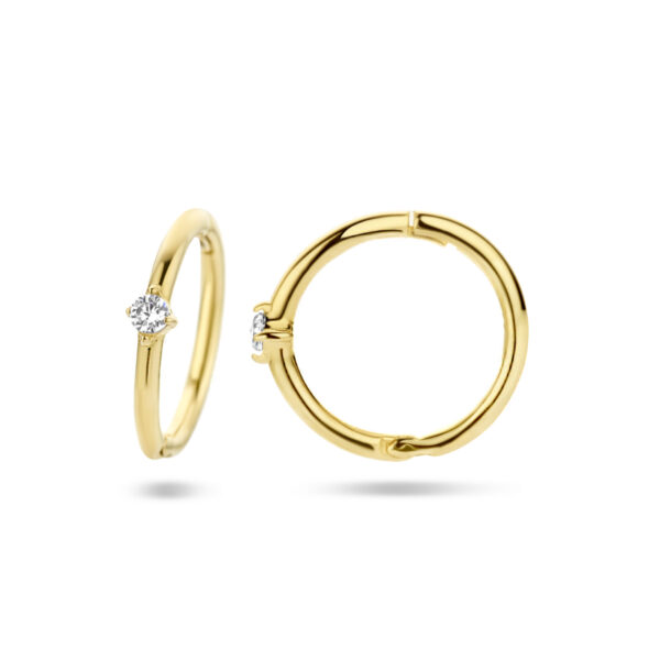 klapoorringen zirkonia 14K geelgoud - Afbeelding 3