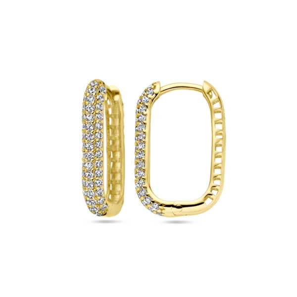 klapoorringen zirkonia 14K geelgoud - Afbeelding 3