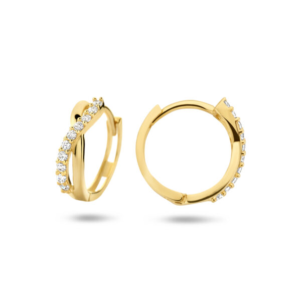 klapoorringen zirkonia 14K geelgoud - Afbeelding 3