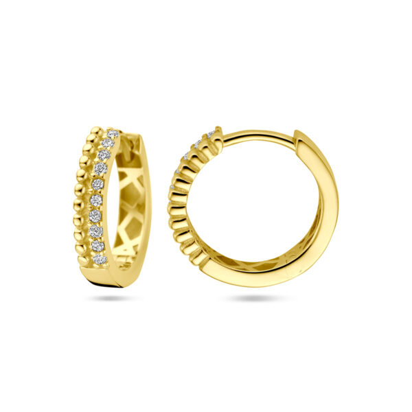 klapoorringen zirkonia 14K geelgoud - Afbeelding 3