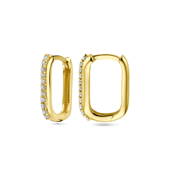 klapoorringen zirkonia 14K geelgoud - Afbeelding 3