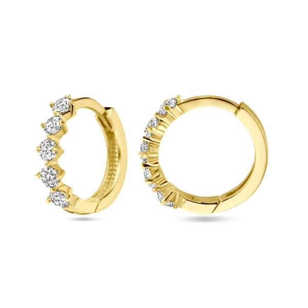 klapoorringen zirkonia 14K geelgoud - Afbeelding 3