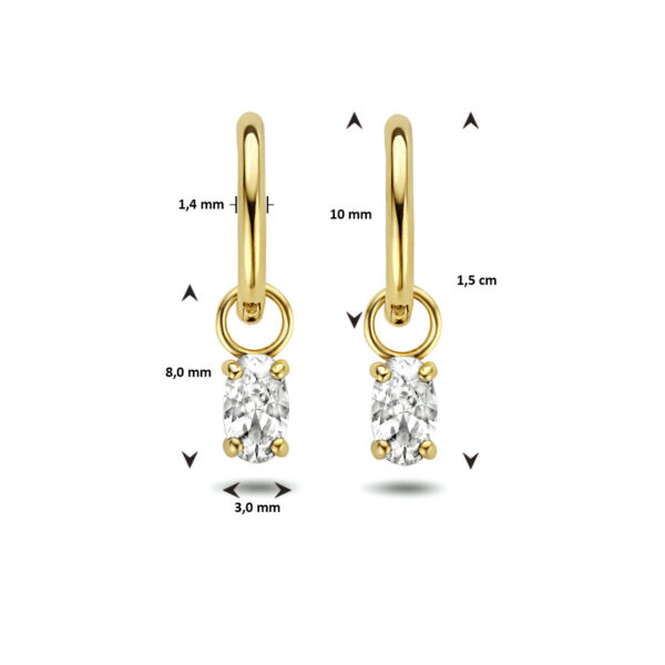 klapoorringen zirkonia 14K geelgoud - Afbeelding 4