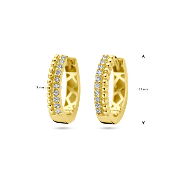 klapoorringen zirkonia 14K geelgoud - Afbeelding 4