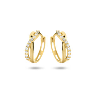 klapoorringen zirkonia 14K geelgoud