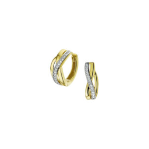 klapoorringen zirkonia 14K geelgoud