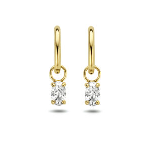 klapoorringen zirkonia 14K geelgoud