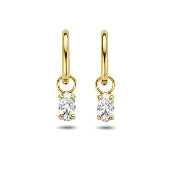 klapoorringen zirkonia 14K geelgoud