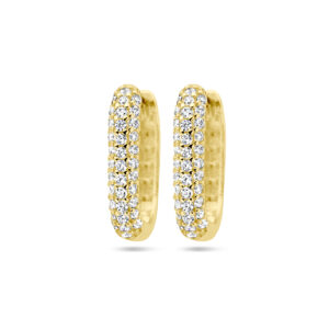 klapoorringen zirkonia 14K geelgoud