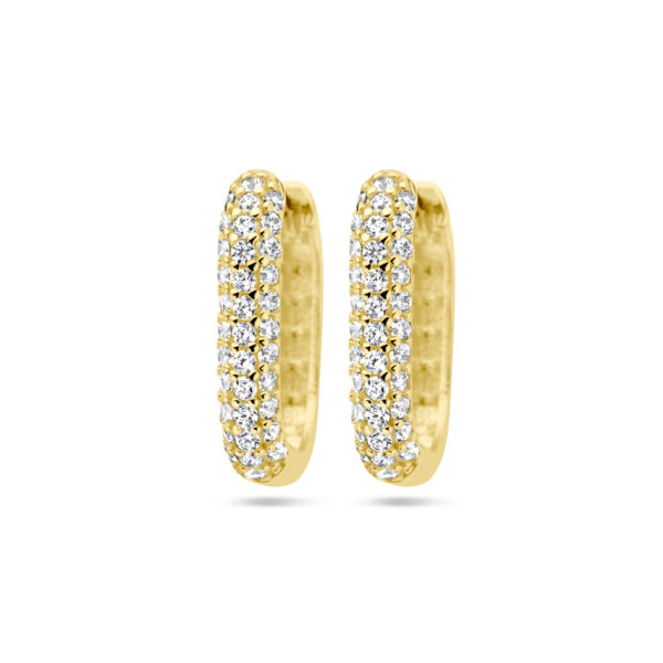 klapoorringen zirkonia 14K geelgoud