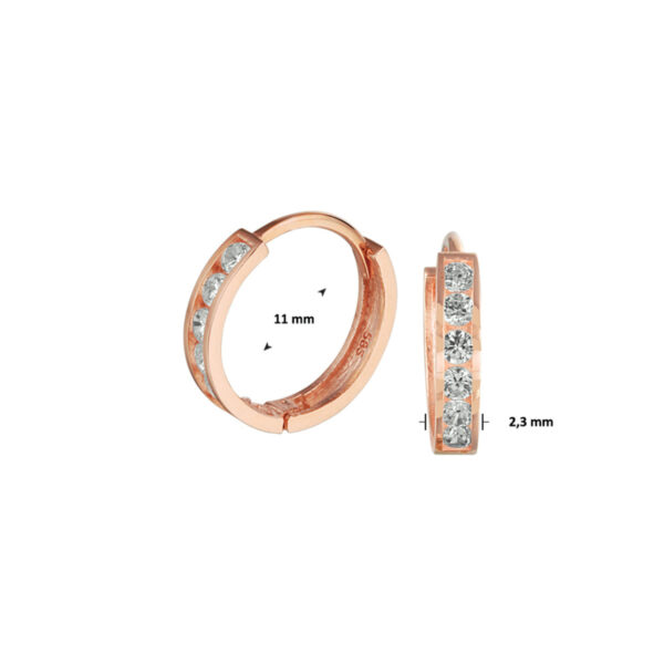 klapoorringen zirkonia 14K roségoud - Afbeelding 3