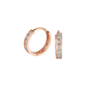 klapoorringen zirkonia 14K roségoud