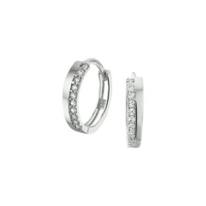 klapoorringen zirkonia 14K witgoud