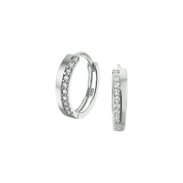 klapoorringen zirkonia 14K witgoud
