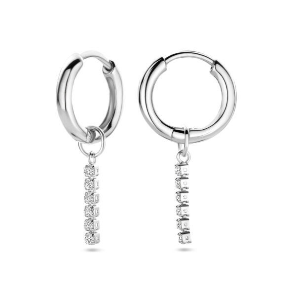 klapoorringen zirkonia 15 mm zilver gerhodineerd - Afbeelding 3