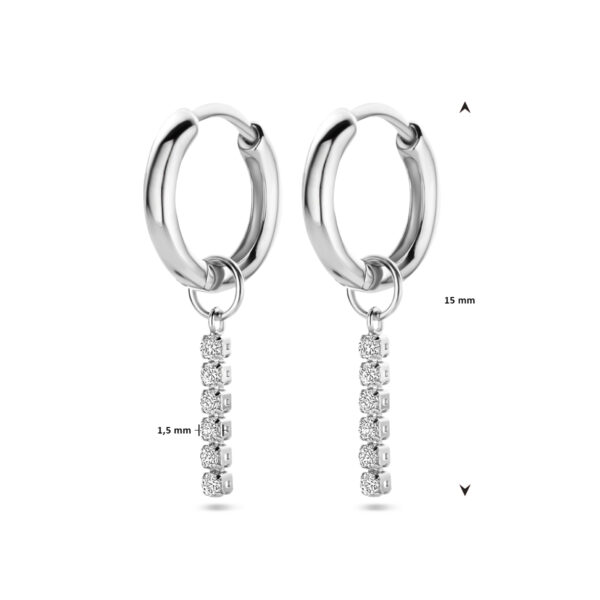 klapoorringen zirkonia 15 mm zilver gerhodineerd - Afbeelding 4
