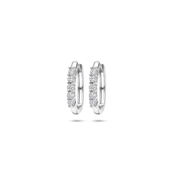 klapoorringen zirkonia 15 mm zilver gerhodineerd